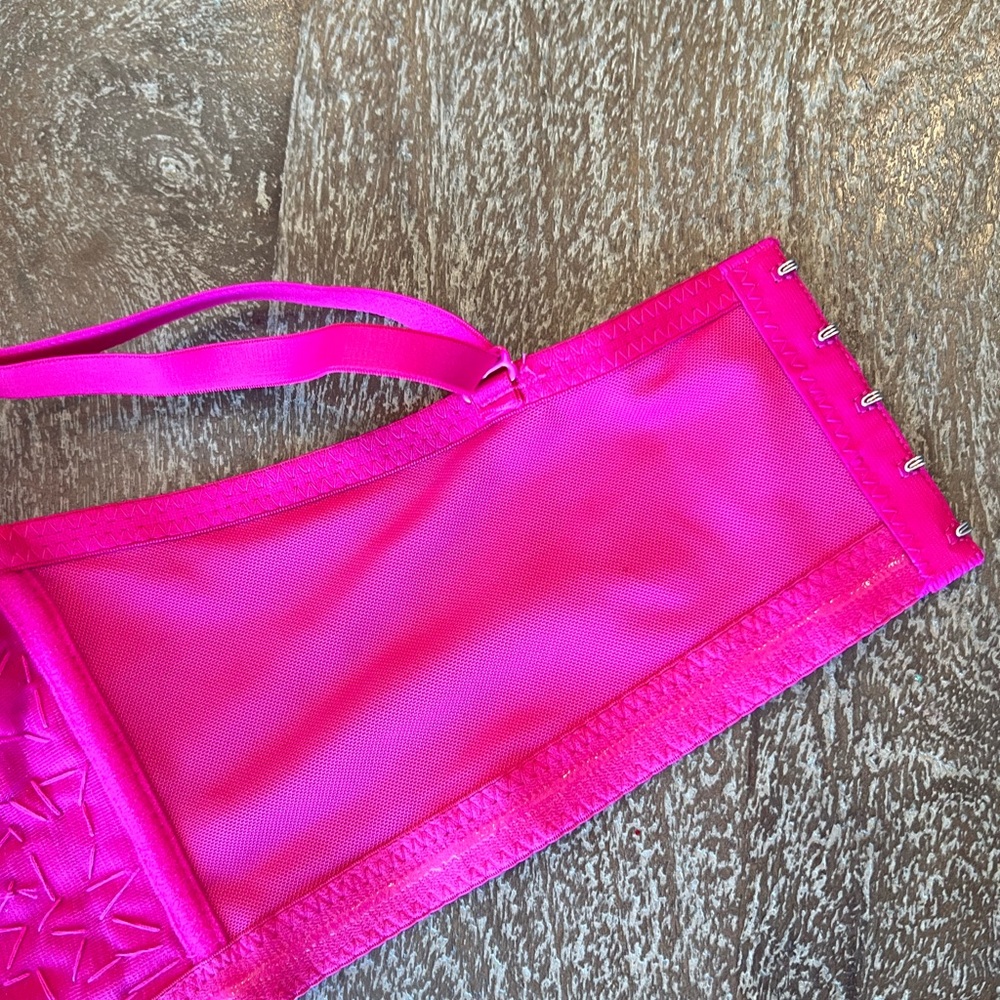 Pink Embellished Women's Bra - Picture 5 of 11